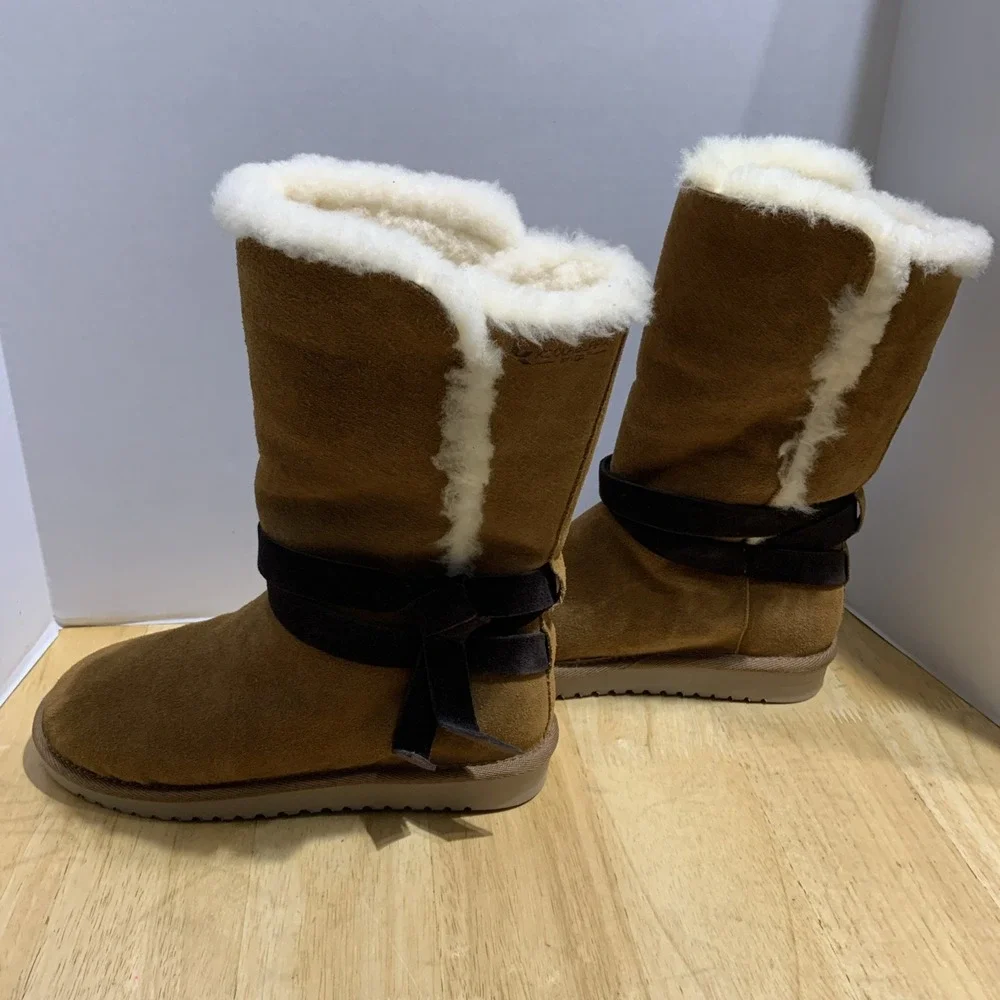 Koolaburra by Ugg Boots‎ Womens 8 Rozalia Brown Suede Lined Winter Pull On Shoes